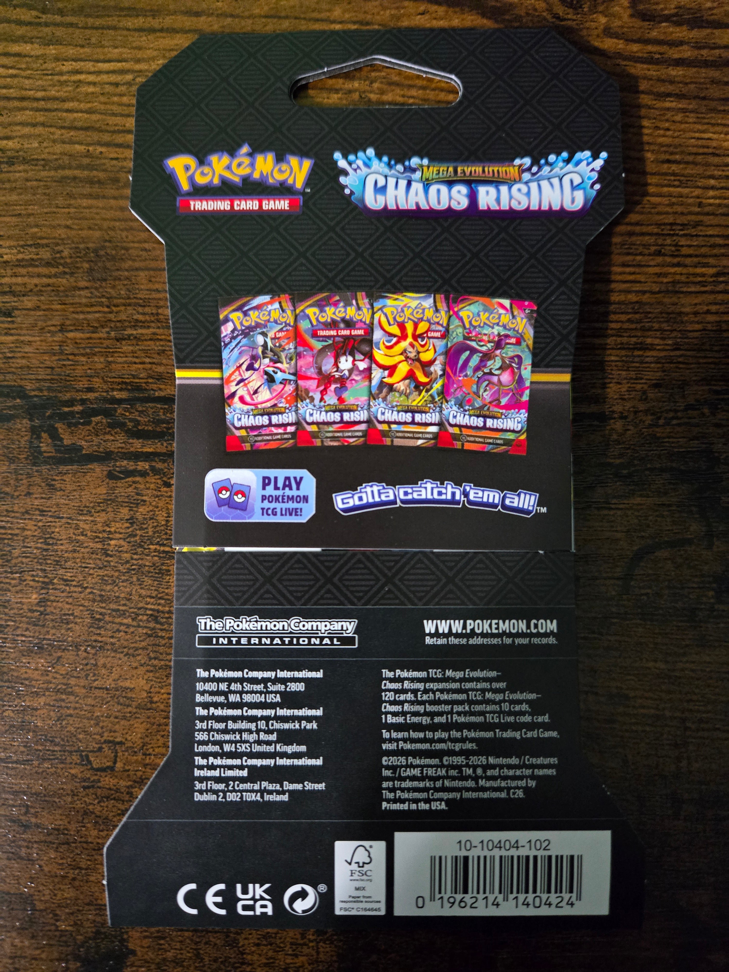Pokémon TCG Mega Evolution Chaos Rising Sleeved Booster Pack New