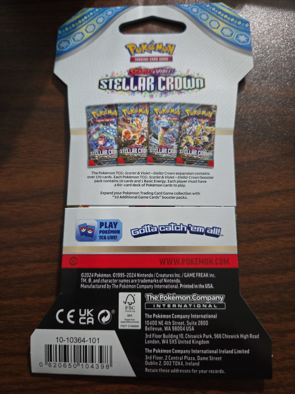 Sleeved Booster Pack Pokémon TCG  Stellar Crown Expansion  NEW SEALED