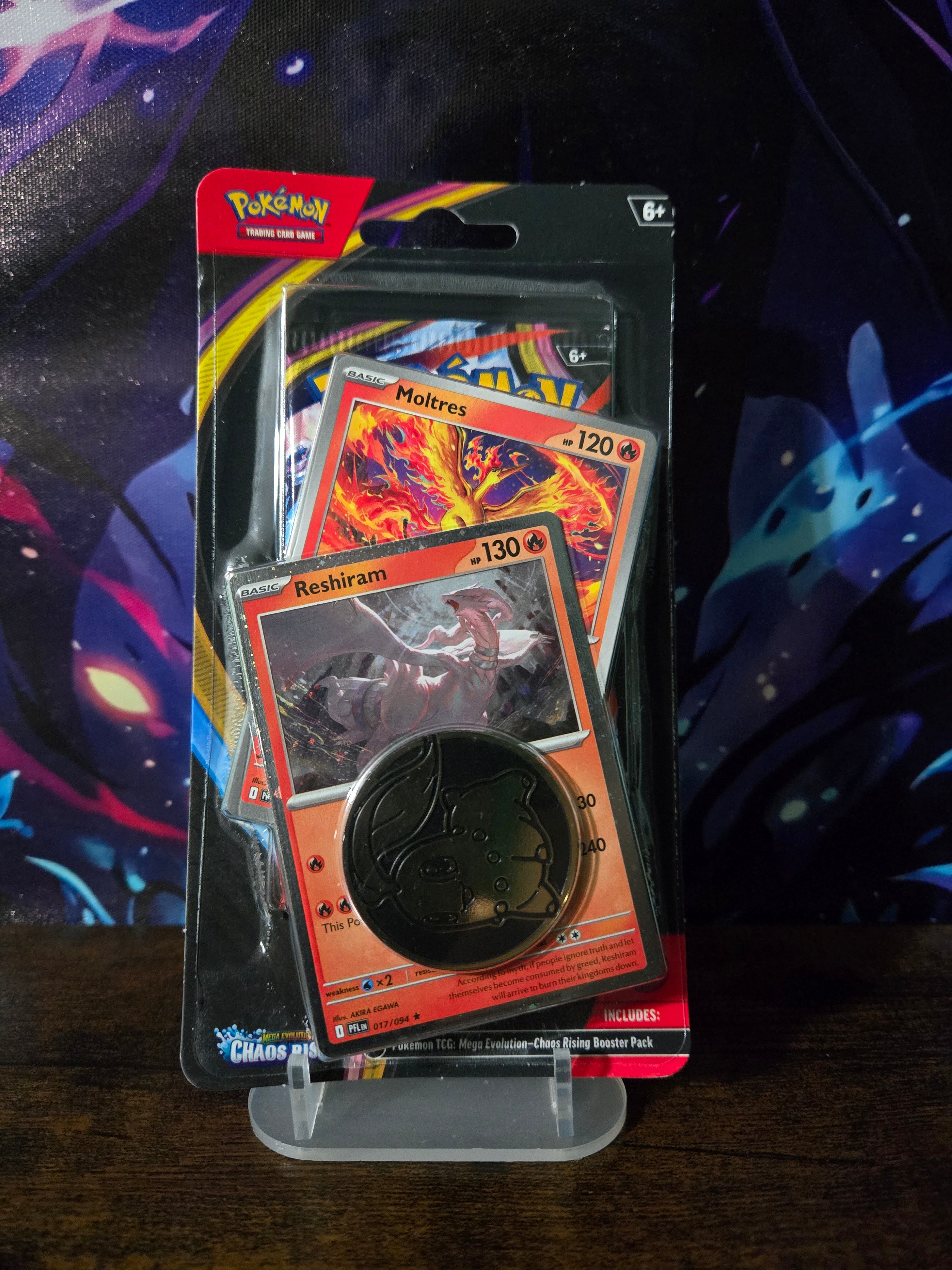 Pokémon TCG Chaos Rising Sealed Blister Moltres + Reshiram Edition Booster Pack
